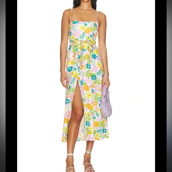 NWT SMYMM Show Me Your Mumu Amalfi Coast Floral Multicolor Linen Blend Dress - Picture 2 of 10